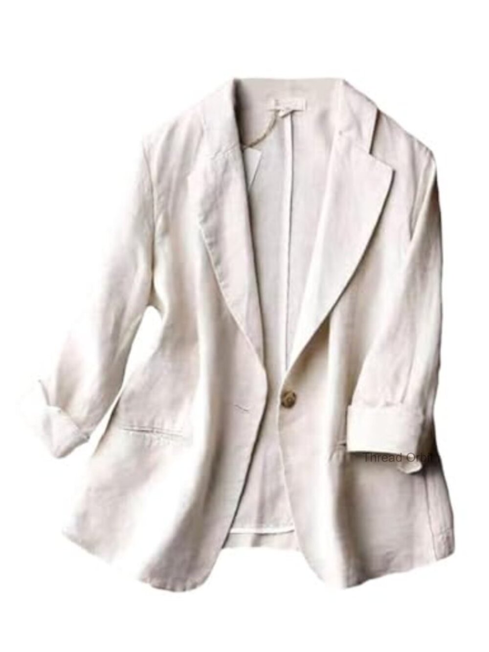 Linen Blazer Jacket One Button 3/4 Sleeve Casual Work Office Suit Blazer